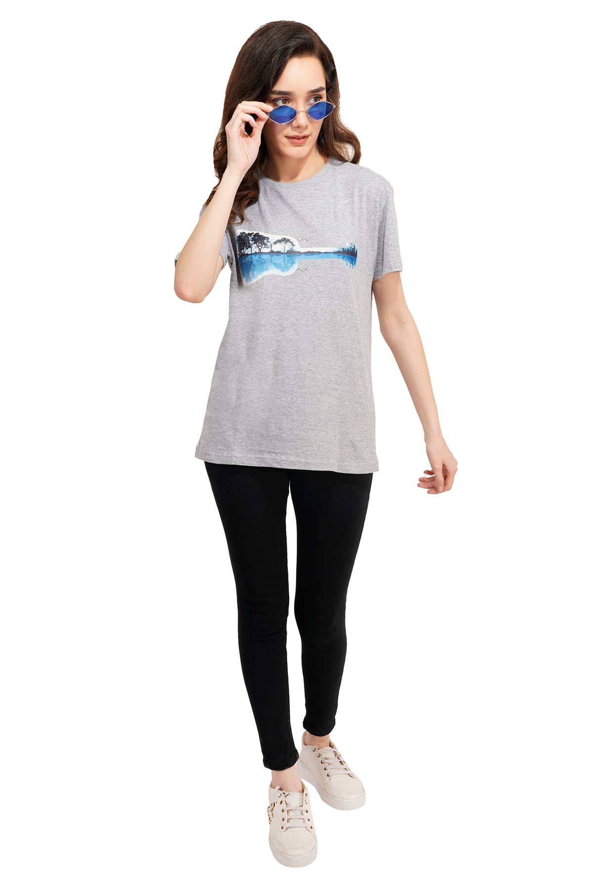Women Heather Grey Guitar Lake refection t-shirt – SNAZZYNSUAVE | T-Shirts
