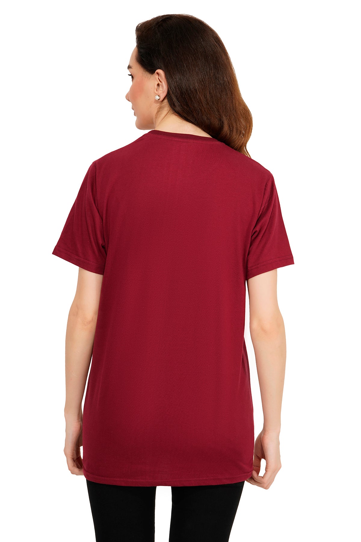 Women Dark Maroon Red Printed T-Shirt – SNAZZYNSUAVE